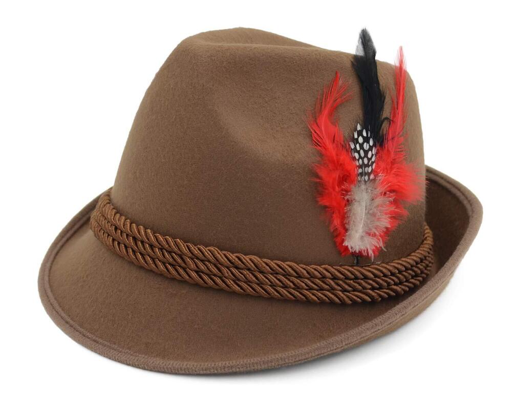 3227 Elegant German Alpine Bavarian Oktoberfest Costume Hat Brown